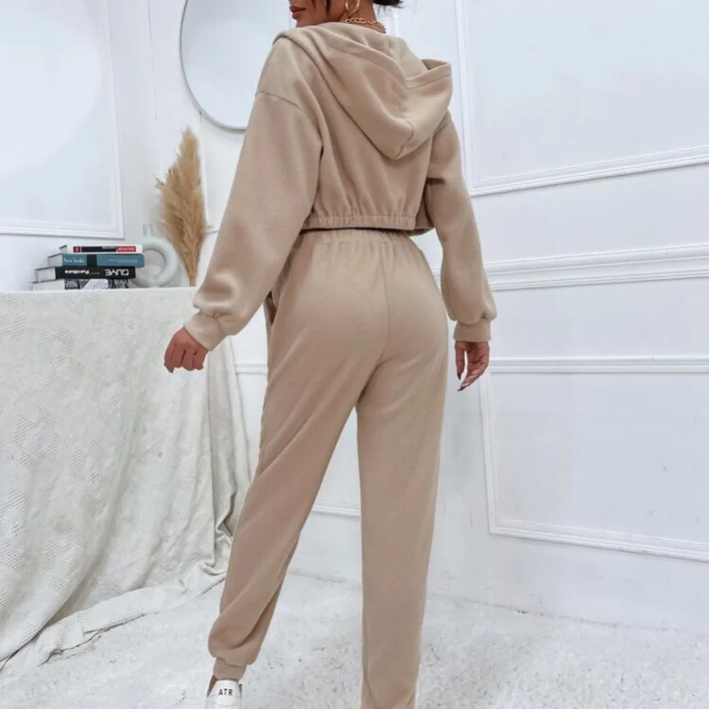 Khaki Sweatpant and Hoodie Set in L - Picture 2 of 4